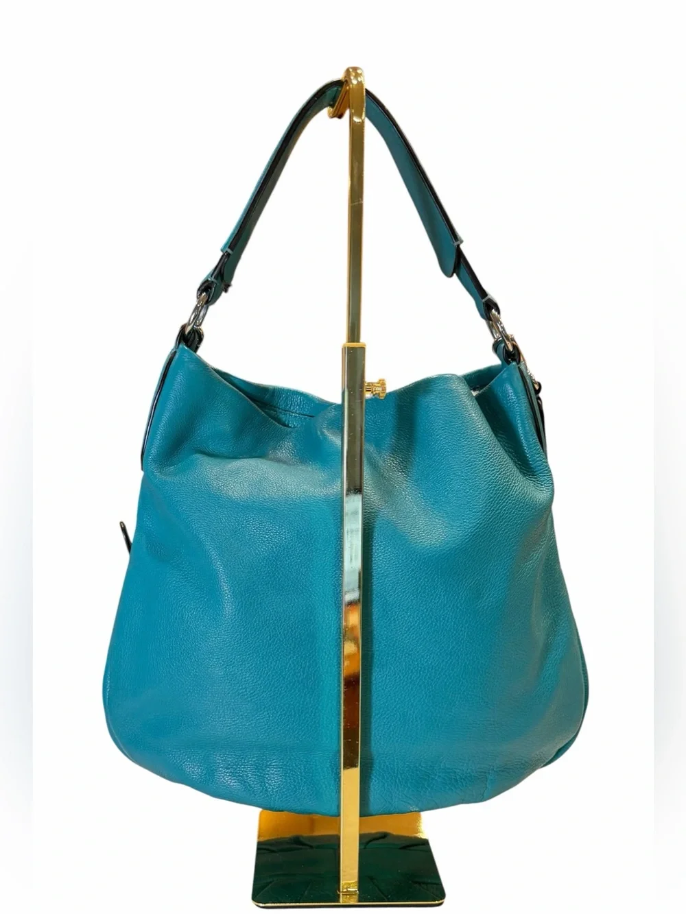Marc Jacobs Teal Turquoise Leather Hobo/Shoulder Bag Large 14x14 NWOT